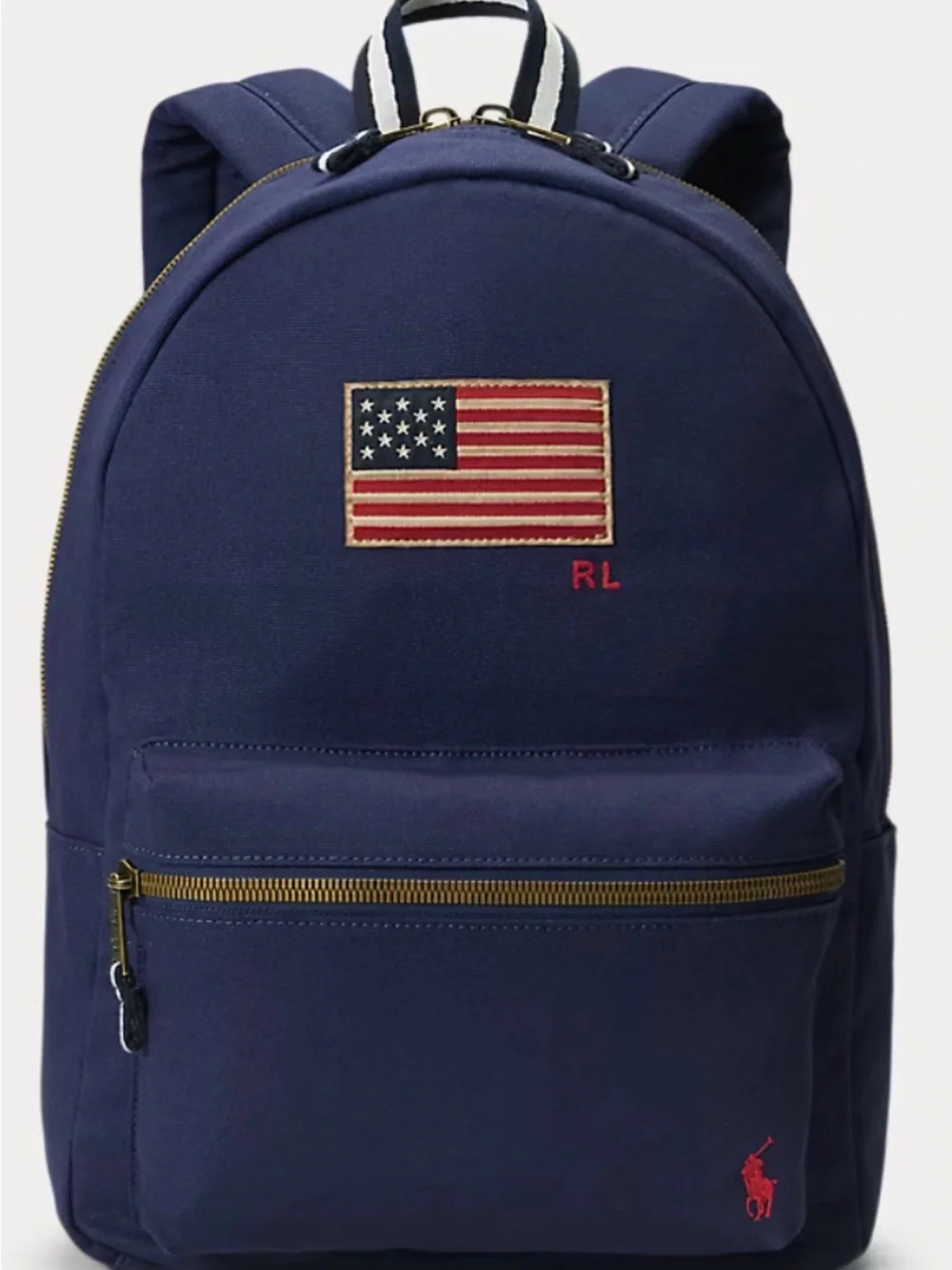 Ralph Lauren Navy Backpack with American Flag Patch
